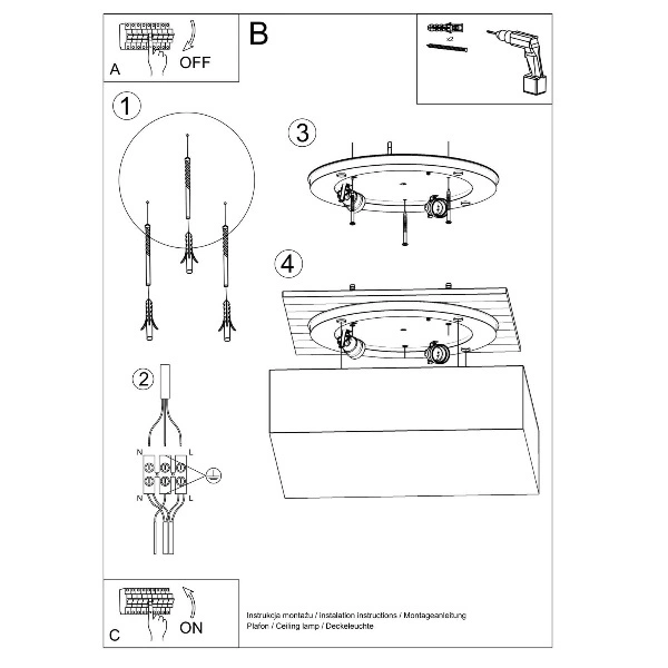 Plafon HORUS 55 czarny SL.0920