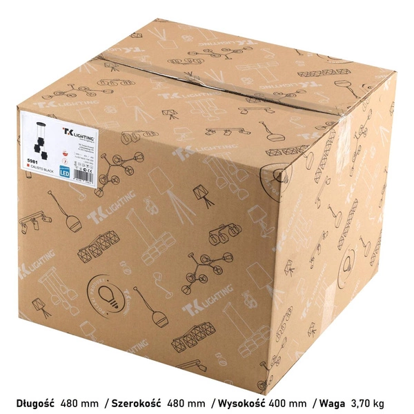 CALISTO BLACK LAMPA WISZĄCA 3 KOŁO 5981