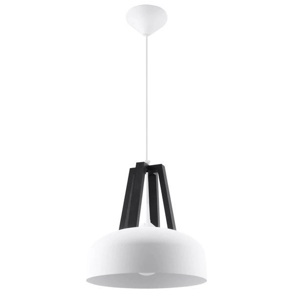 Lampa Wisząca CASCO Stal, Biała/Czarne Drewno, E27, 60 W, SL.0387