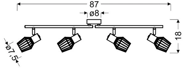 Lampa sufitowa VIKING listwa 4xE14 szara 94-68033 w industrialnym stylu