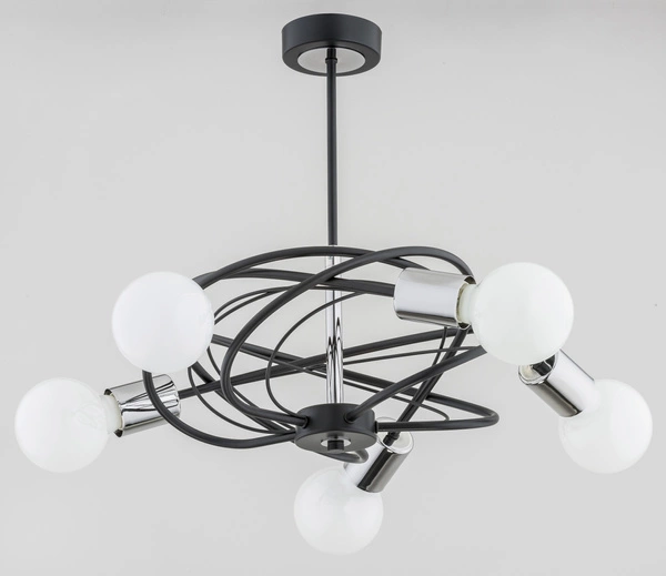 Lampa sufitowa LUER dł. 50cm 5xE27 | czarny/chrom