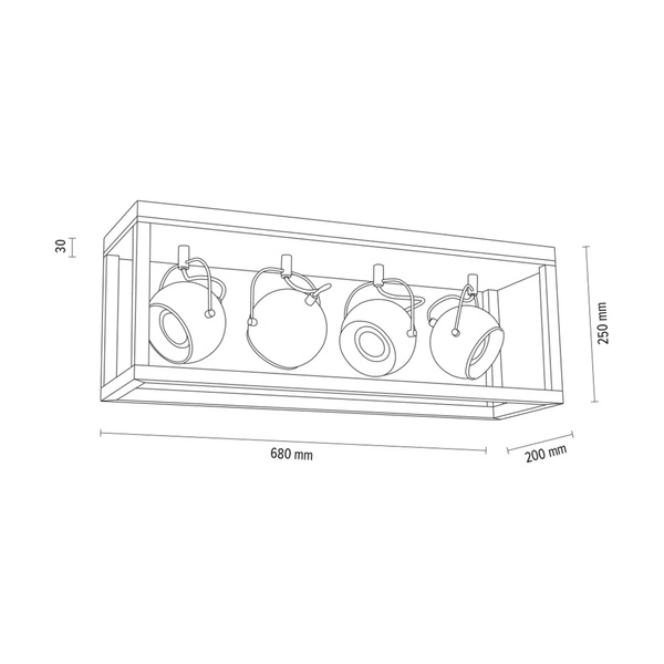 Lampa sufitowa Roy z 4xLED GU10 5W Dąb olejowany/Czarny metal 5224474L