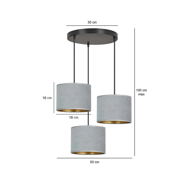 Lampa wisząca Emibig HILDE 3 BL PREMIUM GRAY 1050/3PREM