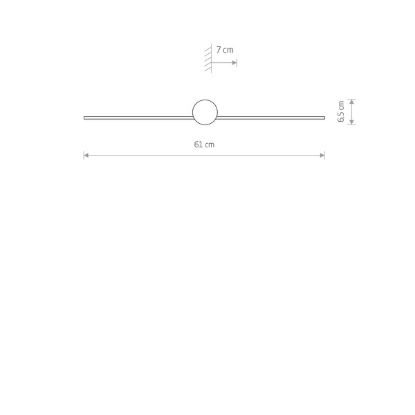 Nowoczesny smukły kinkiet PIN LED S 6W IP44 LED szer. 61cm | czarny 8127