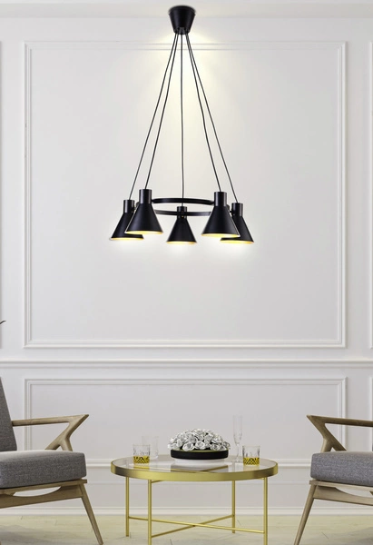 MORE LAMPA WISZĄCA 5X40W E27 CZARNY MATOWY