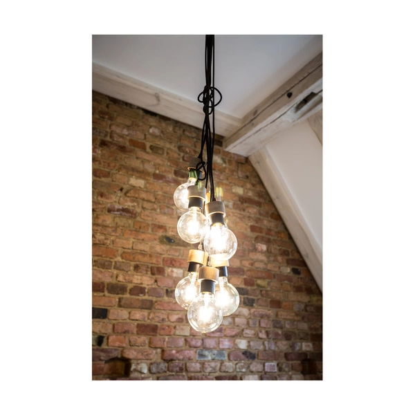 Lampa wisząca Clarte 7xE27 maks. 60W Dąb olejowany/Czarny metal/Czarny kabel z tkaniny 3491704