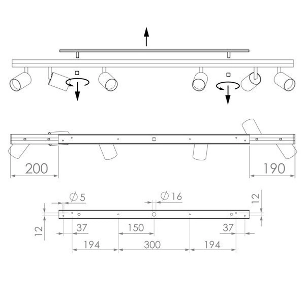 Lampa punktowa EYE SPOT BLACK 119cm VI 6611