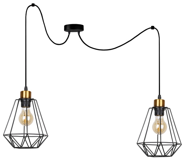 Lampa wisząca pająk PRIMO, 32-00286, czarny/złoty, 2x60W E27