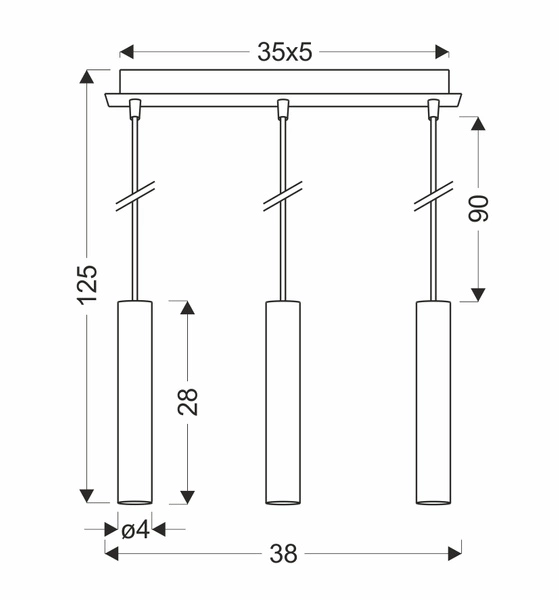 Lampa wisząca DALLAS LEDEA, 50103037, 284 mm, złota, 3x40W E27