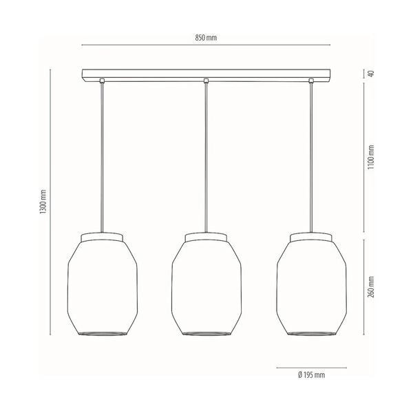 Vaso Lampa Wisząca 3xE27 Max.60W Sosna Bejcowana Szara/Transparentny PVC/Szkło Dymione 169120357