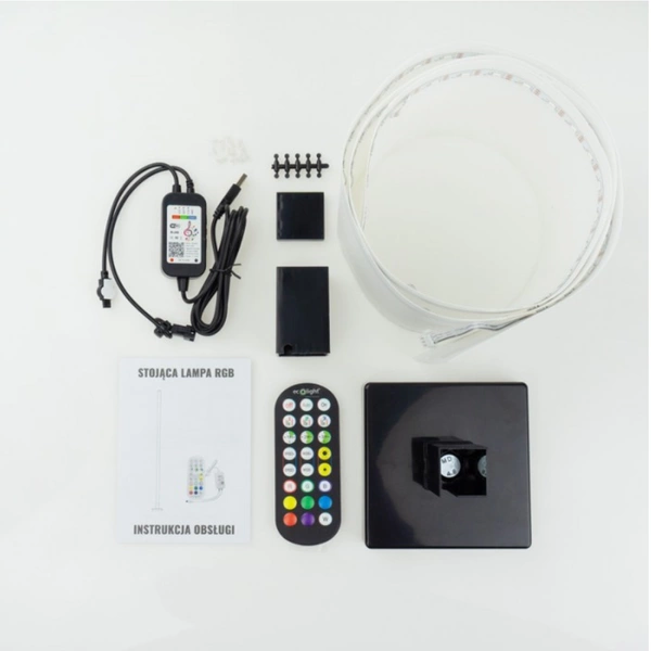 Muzyczna lampa stojąca RGB TUYA 10W 5V DIMM + Pilot wys.150 cm | Czarny