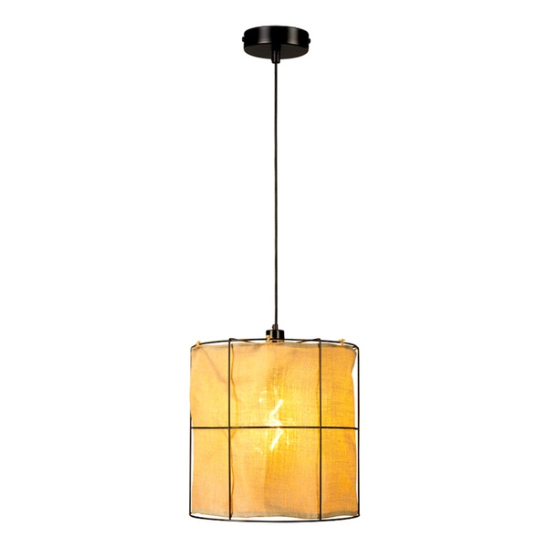 Lampa Wisząca Marinero 1xE27 Max.15W LED Czarny Metal/Czarny Kabel Tkaninowy/Beżowy Lniany Klosz 184319104