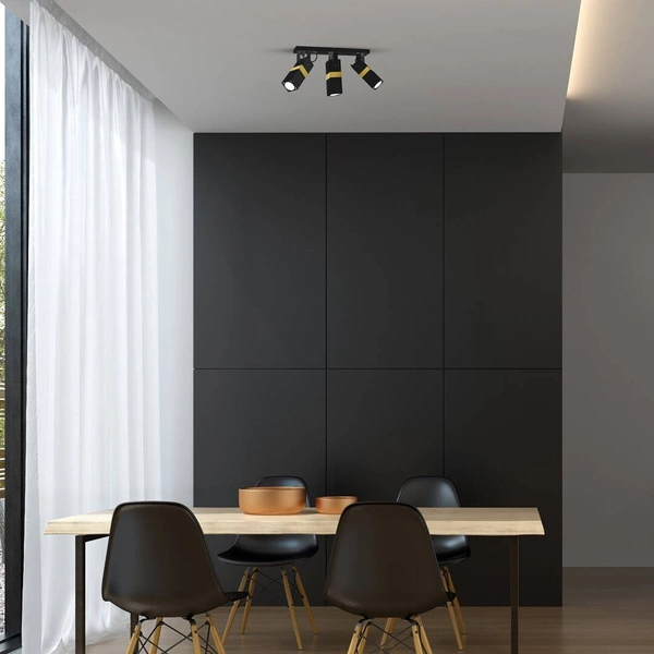 Nowoczesna lampa sufitowa VIDAR BLACK/GOLD 3xGU10 MLP6278