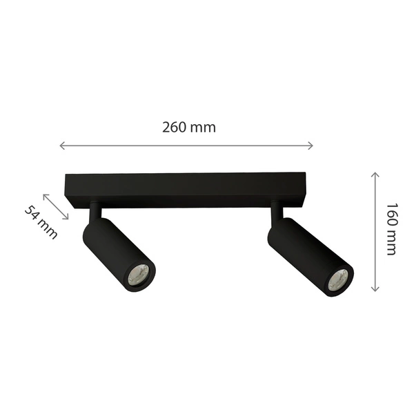 MADARA SLIM 2 X MR11 BAZA 230V IP20 260x54x160 CZARNY RUCHOMA