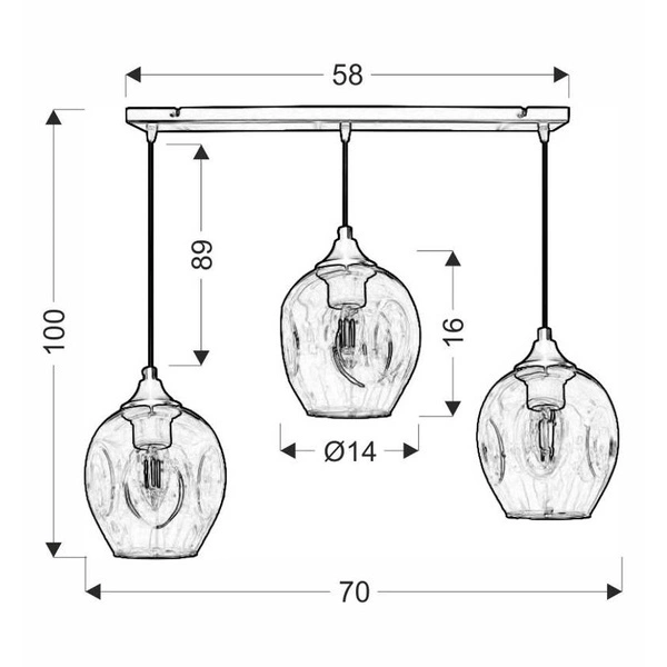 Lampa wisząca ASPA, czarna z brązowymi kloszami, 3x40W E27