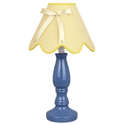 Lampka stołowa/nocna LOLA 41-63472 niebieska/abażur żółty 1x40W E14