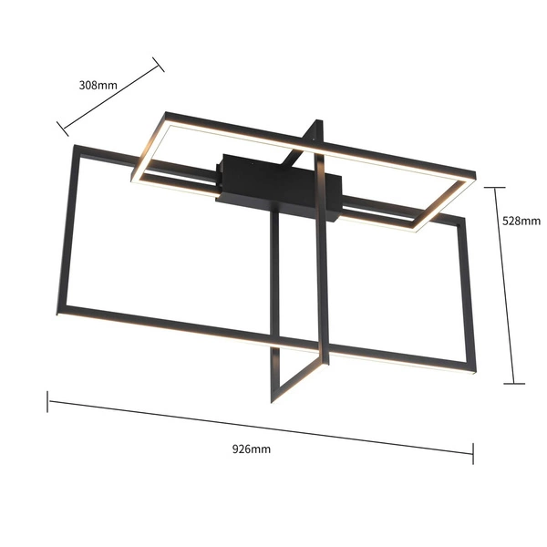 Lampa sufitowa Frame 3D, czarna, 60W LED, barwa ciepła 3000K