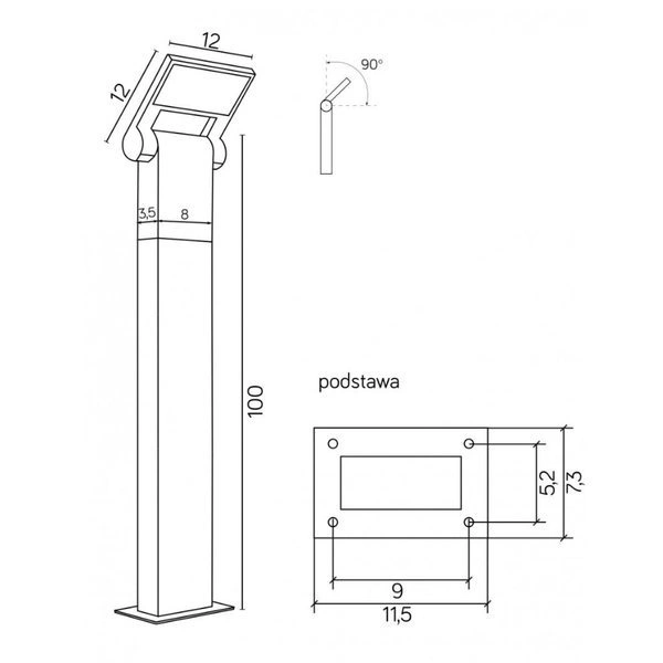 Słupek oświetleniowy nad ścieżkę LED 100cm NEO 11702 DG | ciemny popiel