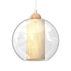 Lampa wisząca TELA, biały/transparentny/drewno, 3x60W E27, MLP7957