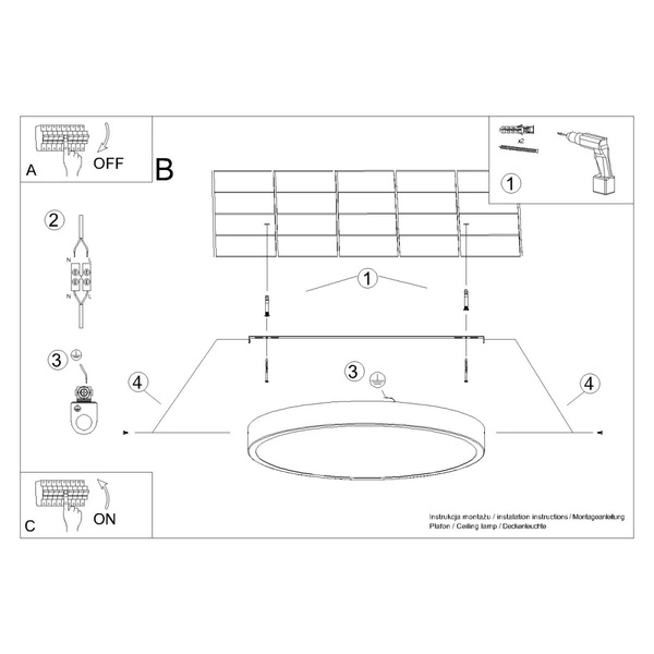 Plafon ONYX 30 czarny LED 3000K