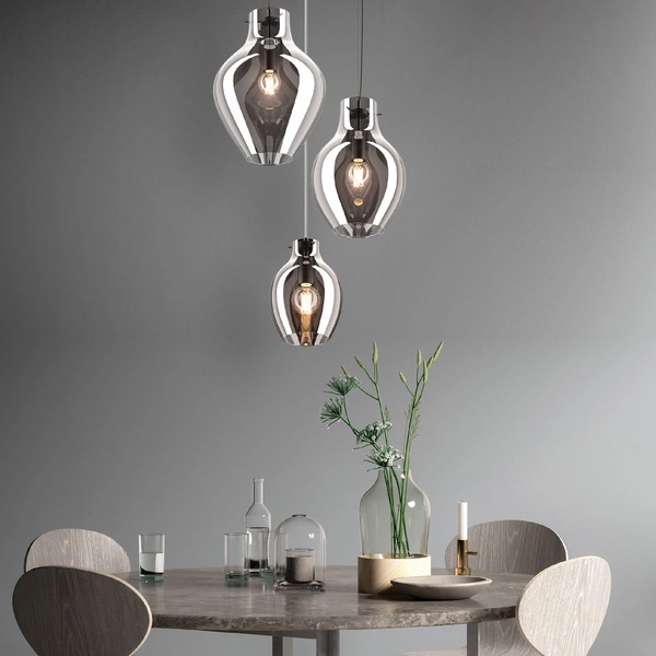 Lampa wisząca szklana BRESSO do salonu E27 śr. 38cm | chrom
