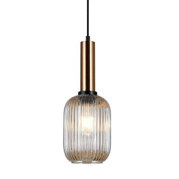 Lampa wisząca ANTIOLA z dymionym kloszem śr. 15cm E27 | mosiężny