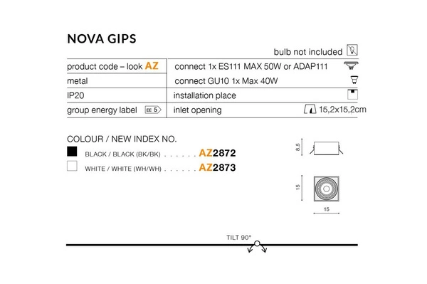 Azzardo NOVA GIPS WHITE/WHITE 2873