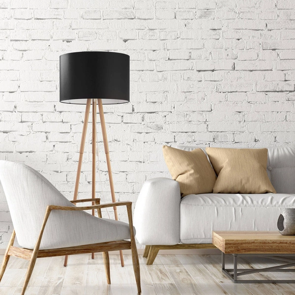 Stylowa lampa podłogowa sosna TOKYO E27 60W wys. 148cm | czarny 5298