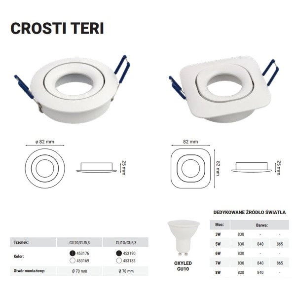 Oprawa wpuszczana oczko sufitowe CROSTI TERI RO czarny śr. 8,2cm