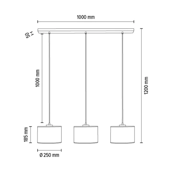 Lampa Wisząca Ora 3xE27 Maks. 40W Czarny Metal/Przezroczysty Kabel PCV/Klosz ze Złotej Tkaniny 962041323
