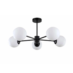 Lampa wisząca Roma 5, czarna z białymi kloszami, 5x40W E14