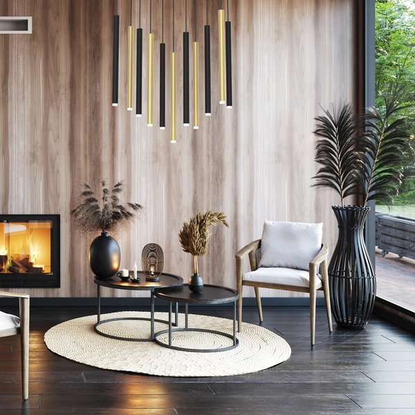 Lampa wisząca MONZA BRASS, MLP8845, czarno-złota, 11x8W G9