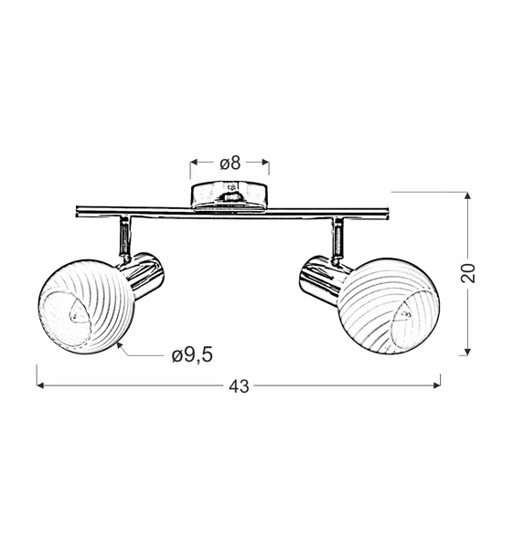 Lampa sufitowa TURNO listwa 92-94202 chrom 2xE14