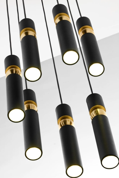 Nowoczesna Lampa wisząca ALAS wys. 35-136cm 7xG10 14W IP20 | Złoty