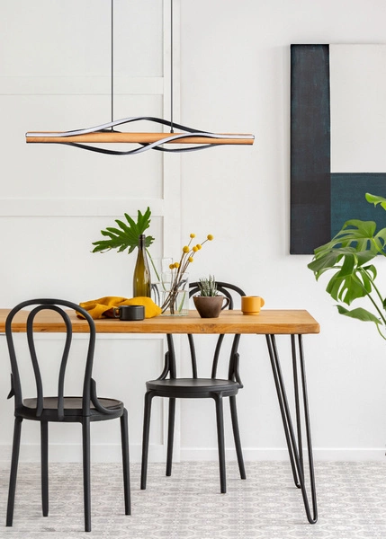 P230857003 BAEZ LAMPA WISZĄCA CZARNA+DREWNO/BLACK+WOOD