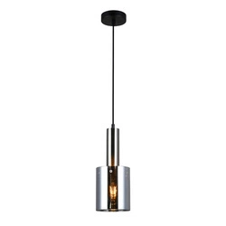 Lampa wisząca SARDO z dymionym kloszem śr. 13cm E27 | nikiel/satyna