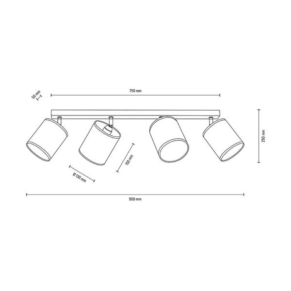 Ora Lampa Sufitowa 4xE27 Maks. 25W Czarny Metal/Złoty Metal/Złoty Klosz Tkaniny 96204024
