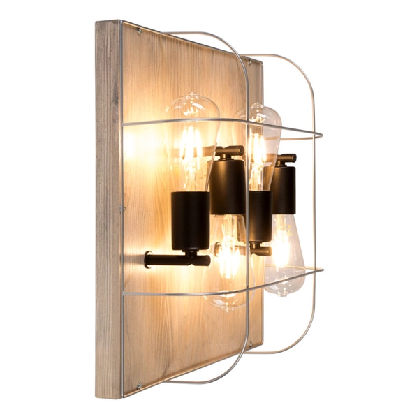 Lampa ścienna/sufitowa Netuno 4xE27 Max.15W LED Witrażowa Sosna Szara/Czarny Metal/Srebrny Metal 92074457