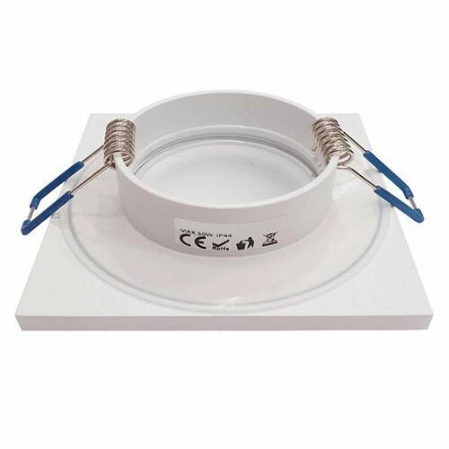 Oczko do łazienki wpuszczane IP44 kwadratowe GU10 śr. 85mm | biały