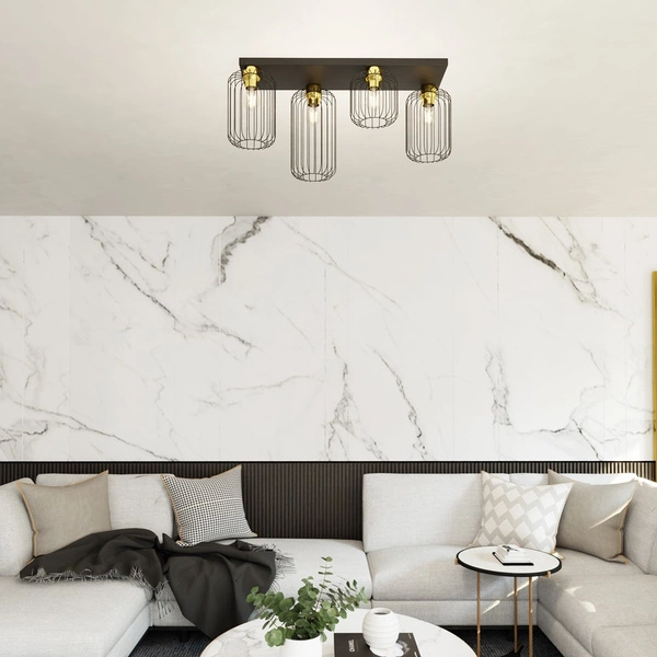 Lampa sufitowa Emibig BARN 4 BL GOLD 1366/4