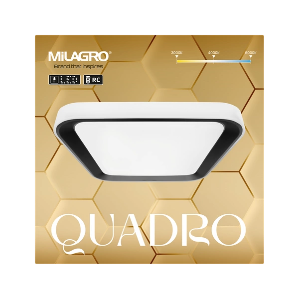 Plafon QUADRO BLACK, ML7929, biały/czarny, 38W LED