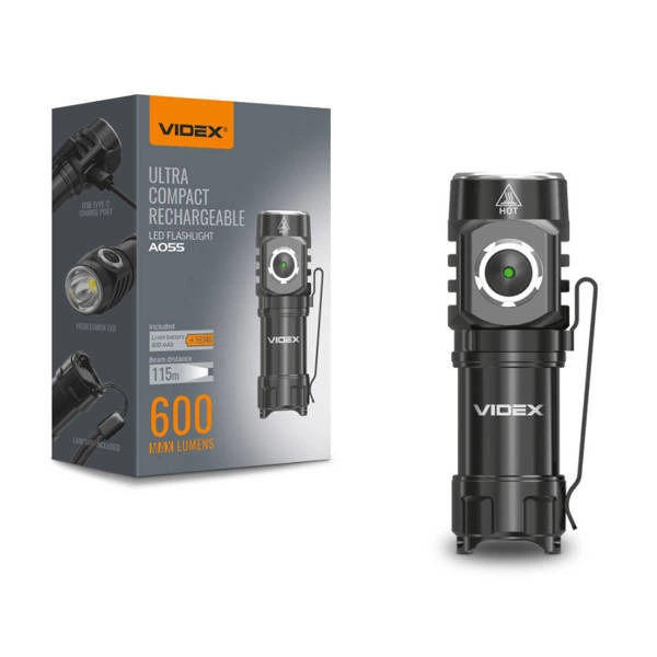 Taktyczna latarka LED 10W IP65 5700K akumulator 800mAh | czarny mat