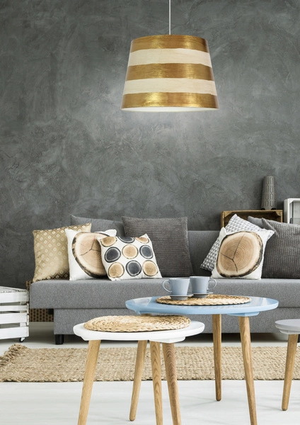 Lampa wisząca AMERICANO 35 cm 31-32324 abażur w złote pasy 1x60W E27