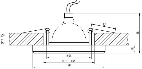 SS-13 CH/WH MR16 CHROM oczko sufitowe lampa sufitowa STAŁA KWADRATOWA SZKŁO BEZBARWNE