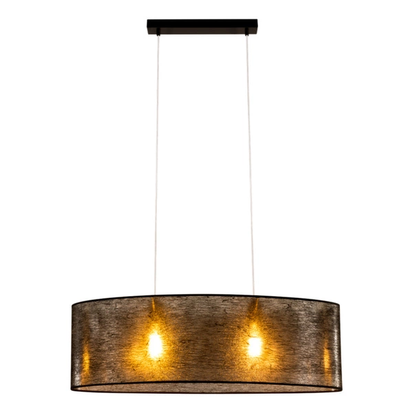 Lampa Wisząca Nevoa 2xE27 Max.40W Czarny Metal/Przezroczysty Kabel PCV/Klosz z Czarnej Tkaniny 17920204