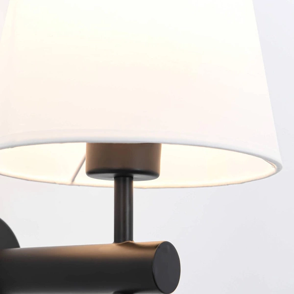 Czarny kinkiet TIVOLI z białym abażurem w nowoczesnym stylu