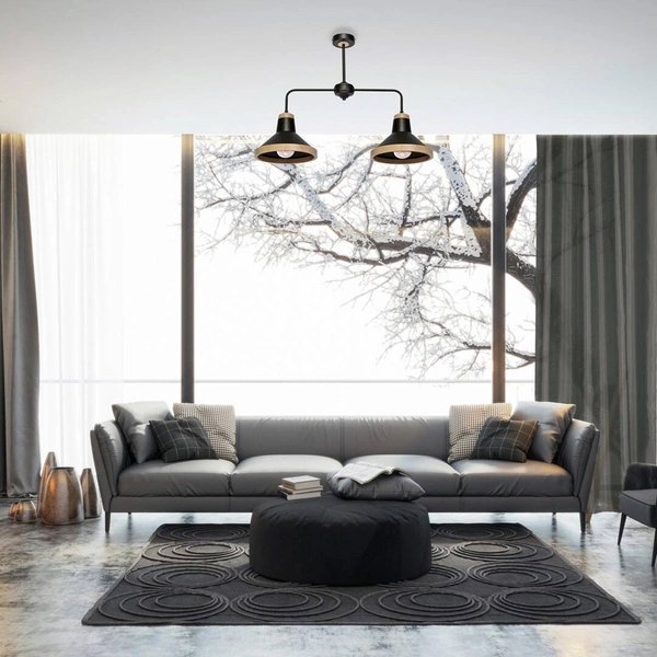 Lampa sufitowa SALMA, czarny/drewno, 2x60W E27, MLP6296