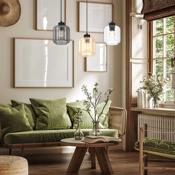 Lampa wisząca SOMBRA MIX, MLP8368, czarna z kolorowymi kloszami, 3x60W E27