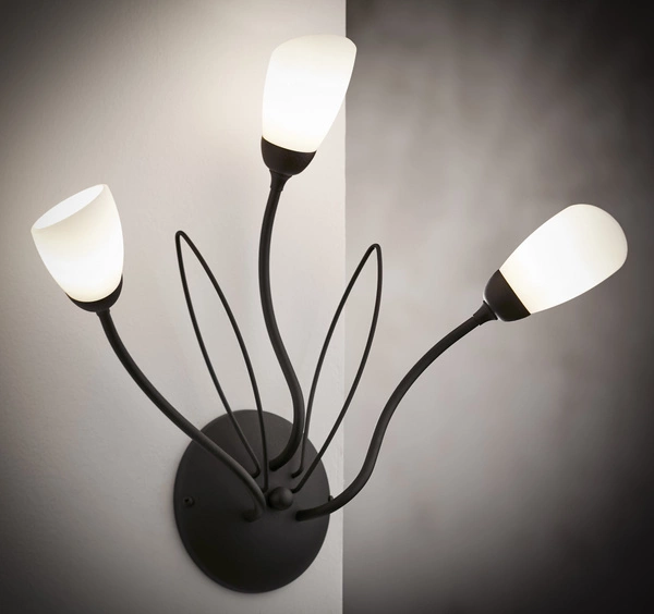 Klasyczny Kinkiet GLORIOSA wys. 44cm 3xG9 14W IP20 | czarny mat