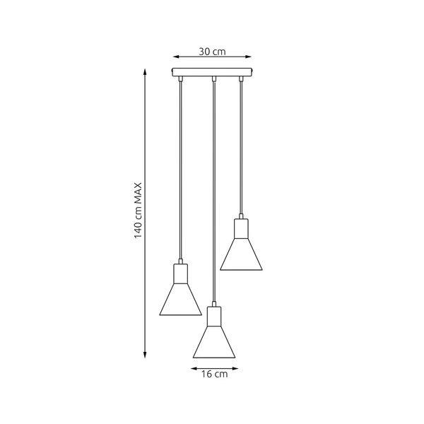 Lampa wisząca Emibig ROSA 3 PREM BL 1388/3PREM